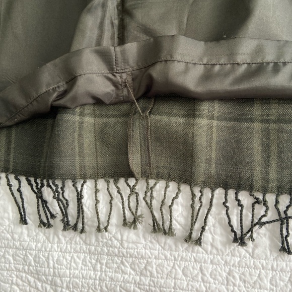 Ralph Lauren Vintage Plaid Tartan Tweed Wrap Fringed Maxi Skirt Green 4 - Picture 9 of 13